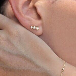 Climber Stud Earrings Cubic Zirconia Gold Climber Stud Earrings pretty jewelry